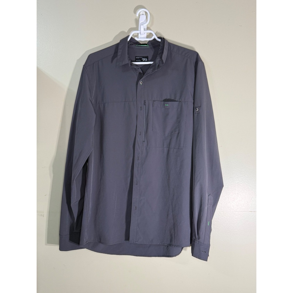 Chlorophylle Gingko Shirt Mens Large Gray Long Sleeve Hiking Outdoor Button Up